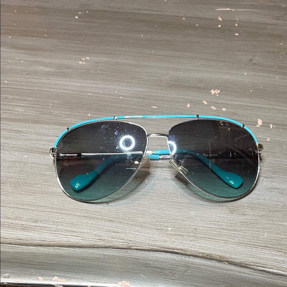 Aviator Sunglasses with Teal Accents